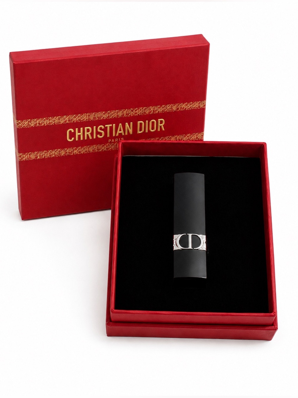 Christian Dior Rouge Satin 999 Refillable Lipstick and Case w/ Dior Gifting Box